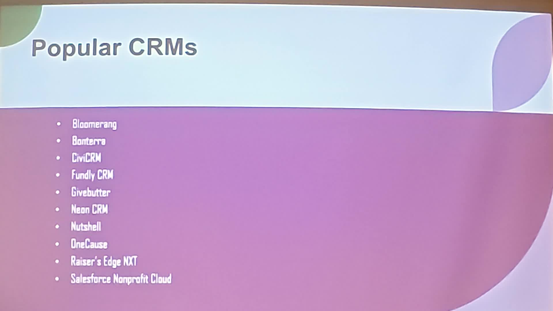 Slide with Popular CRMs